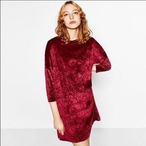Zara Crushed Red Velvet Short Dress